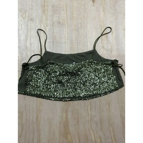 Topshop sequin crop cami in green Size 8 Sexy Bold Daring - Picture 8 of 8